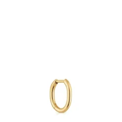 Pendiente individual de aro con baño de oro 18 kt sobre plata 13 mm Basics^TOUS