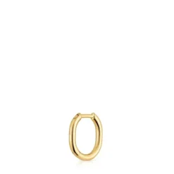 Pendiente individual de aro con baño de oro 18 kt sobre plata 13 mm Basics^TOUS