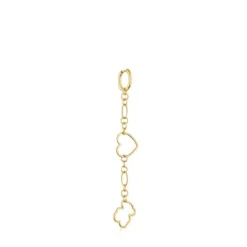 Pendiente individual largo con baño de oro 18 kt sobre plata y motivos New Silueta^TOUS Online