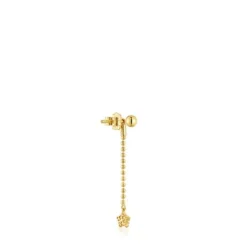 Pendiente largo individual con baño de oro de 18 kt sobre plata Grain^TOUS New