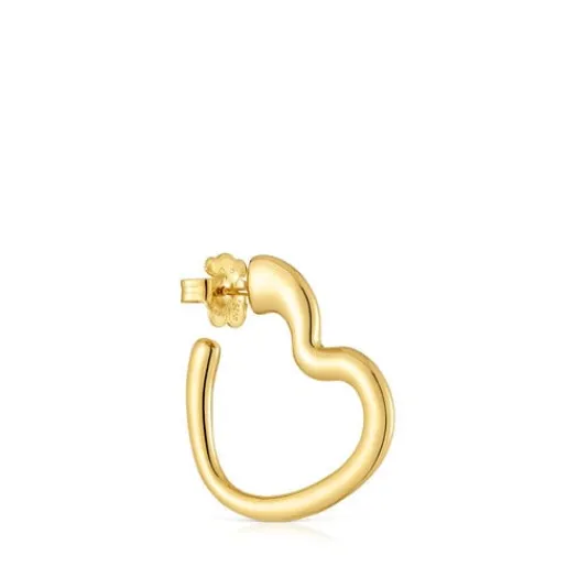 Pendiente suelto aro corazón con baño de oro 18 kt sobre plata My Other Half^TOUS Sale