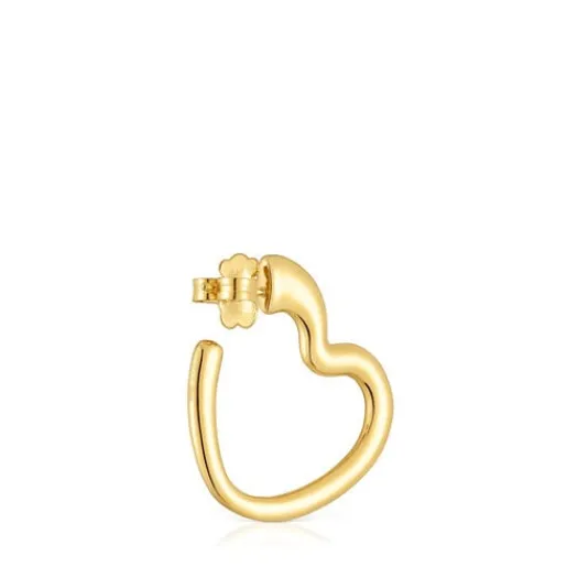 Pendiente suelto aro corazón con baño de oro 18 kt sobre plata My Other Half^TOUS Sale