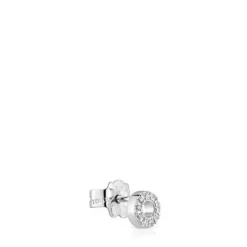 Pendiente suelto círculo pequeño de oro blanco con diamantes Grain^TOUS Hot