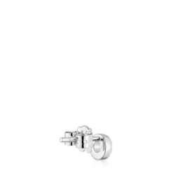 Pendiente suelto círculo pequeño de oro blanco con diamantes Grain^TOUS Hot