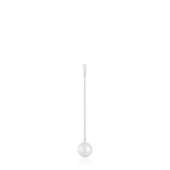 Pendiente suelto largo de oro blanco y perla cultivada Grain^TOUS Online