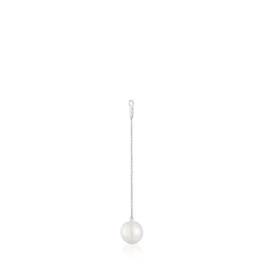 Pendiente suelto largo de oro blanco y perla cultivada Grain^TOUS Online