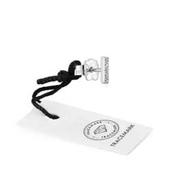Pendiente suelto tira pequeño de oro blanco con diamantes Grain^TOUS New