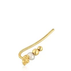 Pendiente trepador con baño de oro de 18 kt sobre plata y perla cultivada Grain^TOUS Outlet