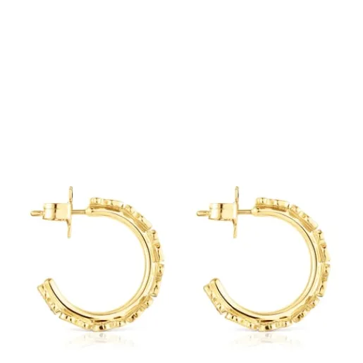 Pendientes aro con baño de oro 18 kt sobre plata Straight^TOUS Sale