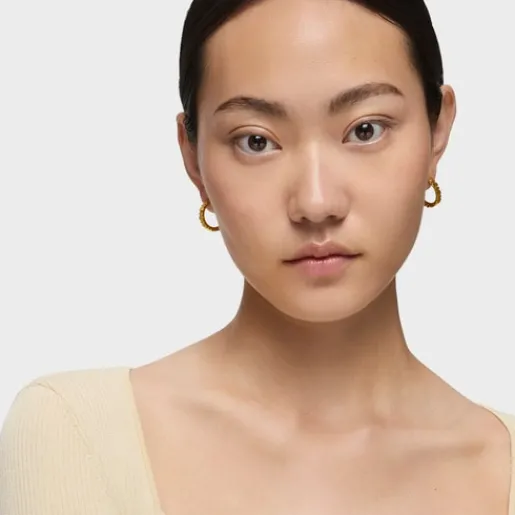 Pendientes aro con baño de oro 18 kt sobre plata Straight^TOUS Sale