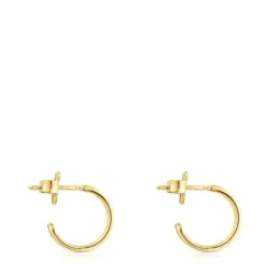 Pendientes aro con baño de oro 18 kt sobre plata pequeños con silueta Bear Row^TOUS Best