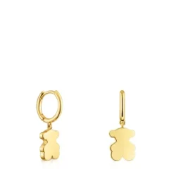 Pendientes aro con baño de oro 18 kt sobre plata y detalle oso colgante Sweet Dolls^TOUS Discount