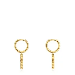 Pendientes aro con baño de oro 18 kt sobre plata y detalle oso colgante Sweet Dolls^TOUS Discount