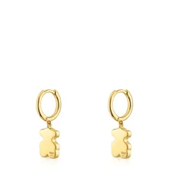 Pendientes aro con baño de oro 18 kt sobre plata y detalle oso colgante Sweet Dolls^TOUS Discount