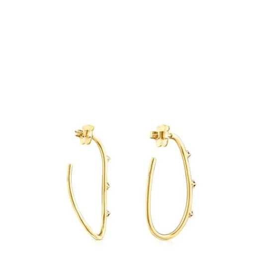 Pendientes aro con baño de oro 18 kt sobre plata y gemas Magic Nature^TOUS Clearance