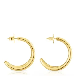 Pendientes aro con baño de oro 18 kt sobre plata Bent^TOUS Clearance