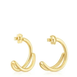 Pendientes aro con baño de oro 18 kt sobre plata Bent^TOUS Clearance