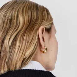 Pendientes aro con baño de oro 18 kt sobre plata Gregal^TOUS New