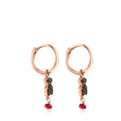 Pendientes aro con baño de oro rosa 18 kt sobre plata Motif^TOUS Discount