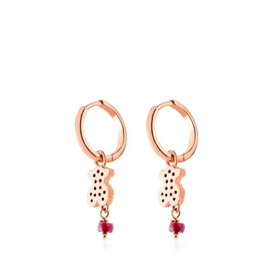 Pendientes aro con baño de oro rosa 18 kt sobre plata Motif^TOUS Discount