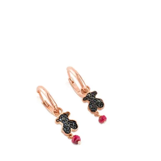 Pendientes aro con baño de oro rosa 18 kt sobre plata Motif^TOUS Discount
