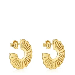 Pendientes aro con baño de oro 18 kt sobre plata 25 mm Miranda^TOUS Sale