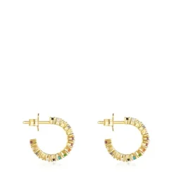 Pendientes aro con baño de oro 18 kt sobre plata y gemas Straight Color^TOUS
