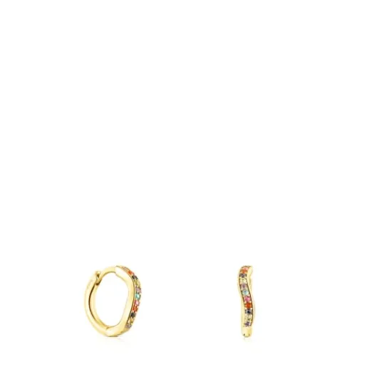 Pendientes aro con baño de oro 18 kt sobre plata y gemas Vibrant Colors^TOUS Discount