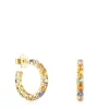 Pendientes aro con baño de oro 18 kt sobre plata y zafiros multicolor Glaring^TOUS New