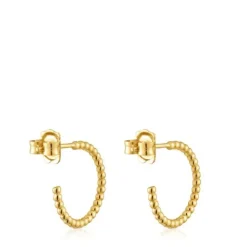 Pendientes aro cortos bolas con baño de oro 18 kt sobre plata 15 mm Basicos^TOUS Clearance