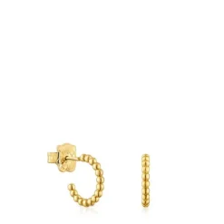 Pendientes aro cortos bolas con baño de oro 18 kt sobre plata 15 mm Basicos^TOUS Online