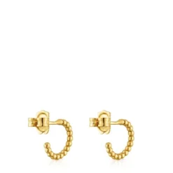 Pendientes aro cortos bolas con baño de oro 18 kt sobre plata 15 mm Basicos^TOUS Online