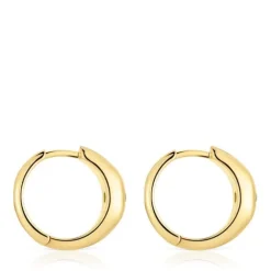 Pendientes aro cortos con baño de oro 18 kt sobre plata y cromo diópsido Basic Colors^TOUS Clearance