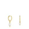 Pendientes aro cortos con baño de oro 18 kt sobre plata y perlas cultivadas Sugar Party^TOUS New
