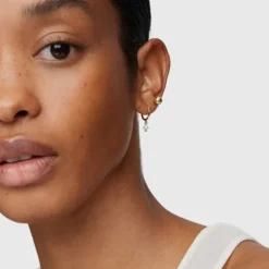 Pendientes aro cortos con baño de oro 18 kt sobre plata y perlas cultivadas Sugar Party^TOUS New