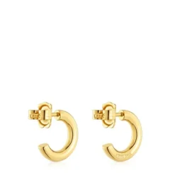 Pendientes aro cortos con baño de oro 18 kt sobre plata 14 mm Basicos^TOUS Sale