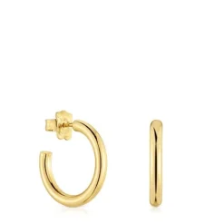 Pendientes aro cortos con baño de oro 18 kt sobre plata 20 mm Basicos^TOUS Sale