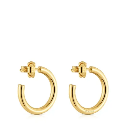 Pendientes aro cortos con baño de oro 18 kt sobre plata 20 mm Basicos^TOUS Sale