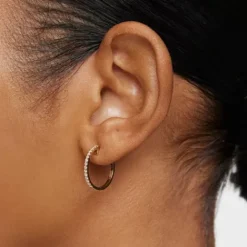 Pendientes aro cortos de con diamantes 14,5 mm Les Classiques^TOUS Hot