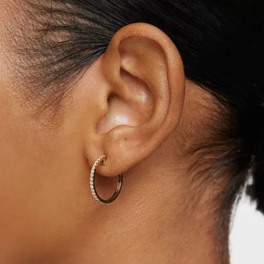 Pendientes aro cortos de con diamantes 14,5 mm Les Classiques^TOUS Hot