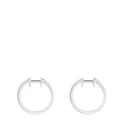 Pendientes aro cortos de oro blanco con diamantes 12,5 mm Les Classiques^TOUS Hot