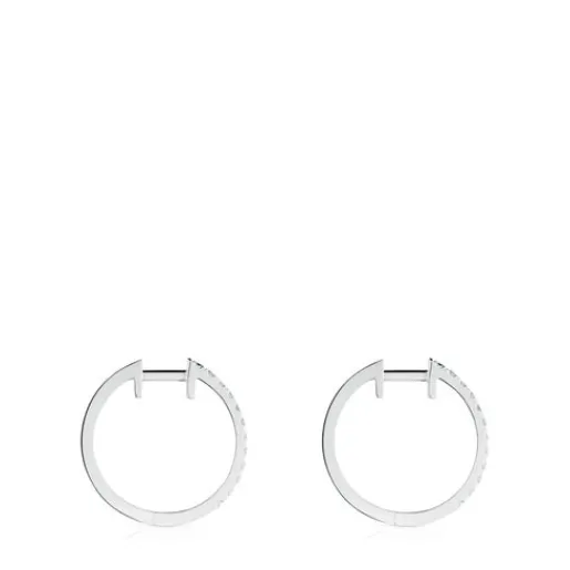 Pendientes aro cortos de oro blanco con diamantes 12,5 mm Les Classiques^TOUS Hot