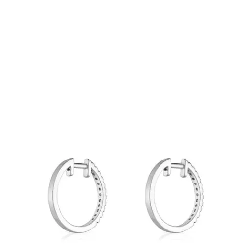 Pendientes aro cortos de oro blanco con diamantes 12,5 mm Les Classiques^TOUS Hot