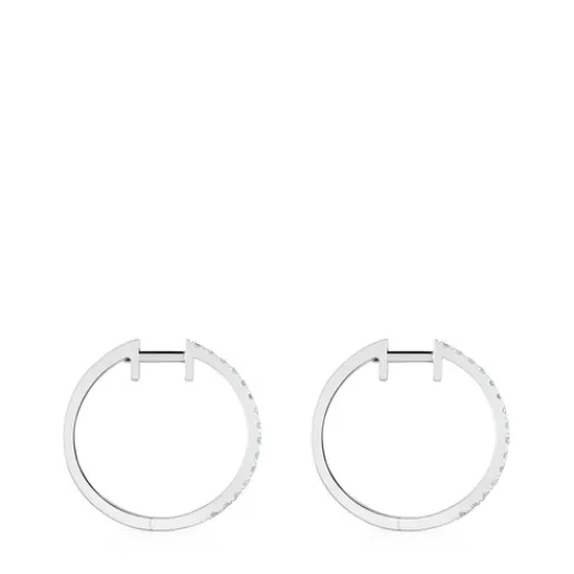 Pendientes aro cortos de oro blanco con diamantes 14,5 mm Les Classiques^TOUS New