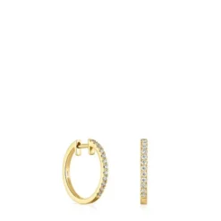 Pendientes aro cortos de con diamantes 12,5 mm Les Classiques^TOUS Clearance