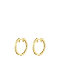 Pendientes aro cortos de con diamantes 12,5 mm Les Classiques^TOUS Clearance