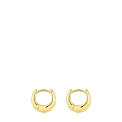 Pendientes aro cortos gruesos con baño de oro 18 kt sobre plata Basicos^TOUS Outlet