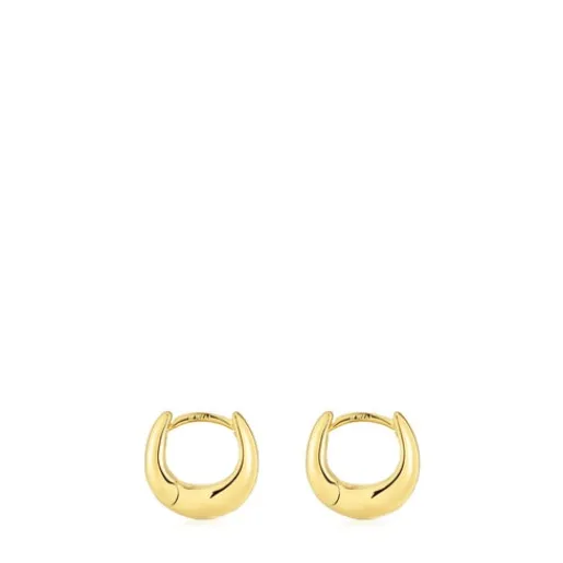Pendientes aro cortos gruesos con baño de oro 18 kt sobre plata Basicos^TOUS Outlet