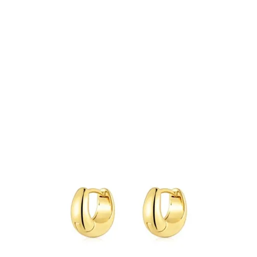Pendientes aro cortos gruesos con baño de oro 18 kt sobre plata Basicos^TOUS Outlet