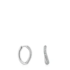Pendientes aro de oro blanco y diamantes New Hav^TOUS Hot